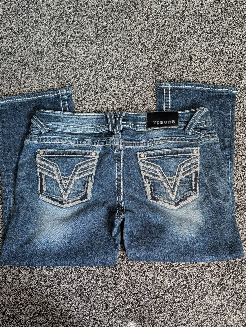 Vigoss Women's Blue Embroidered Back-Pocket Bootcut Jeans